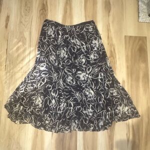 Ralph Lauren Black and Cream Floral High-Low Skirt